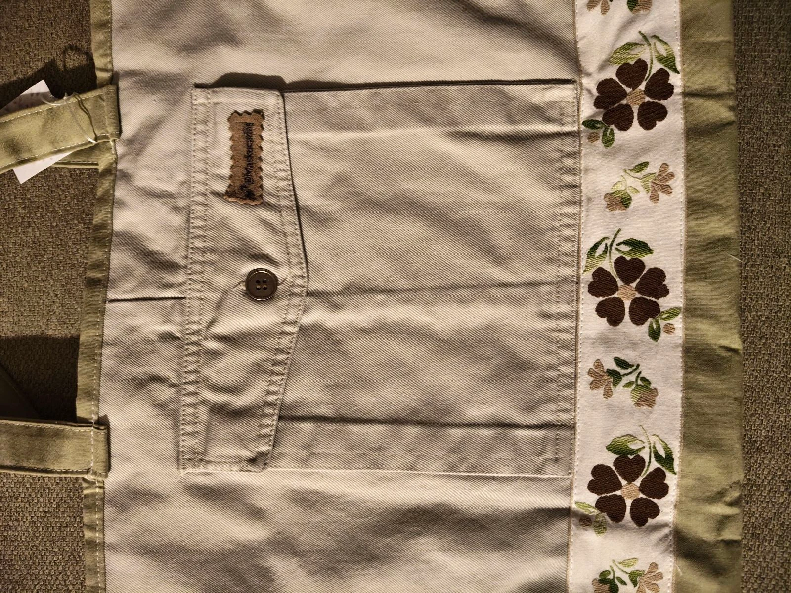 Maskucadas-Tote bag groen met bloemenprint en zakken met brede handvatten – photo 4